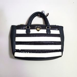 Betsey Johnson Black & White Speedy Sequin Purse